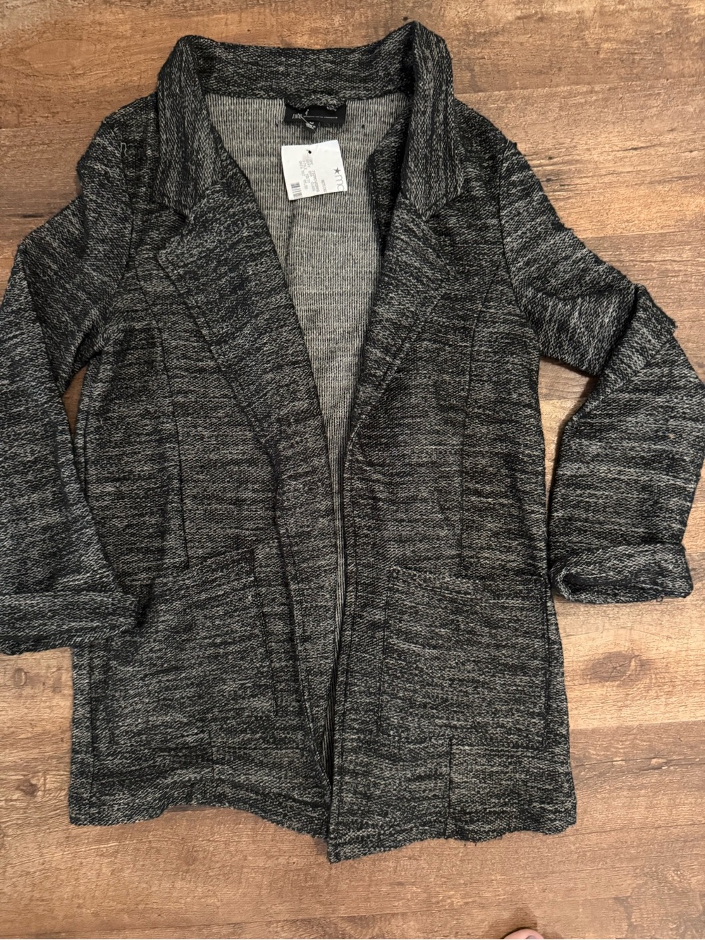 INC International Concepts Charcoal Heather Open-Front Cardigan